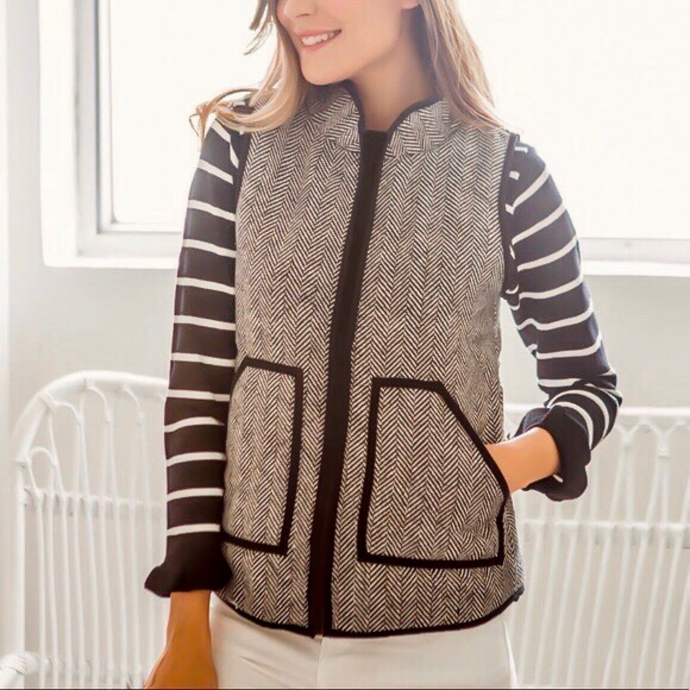 Julie Billiart Herringbone Brown Quilted Vest